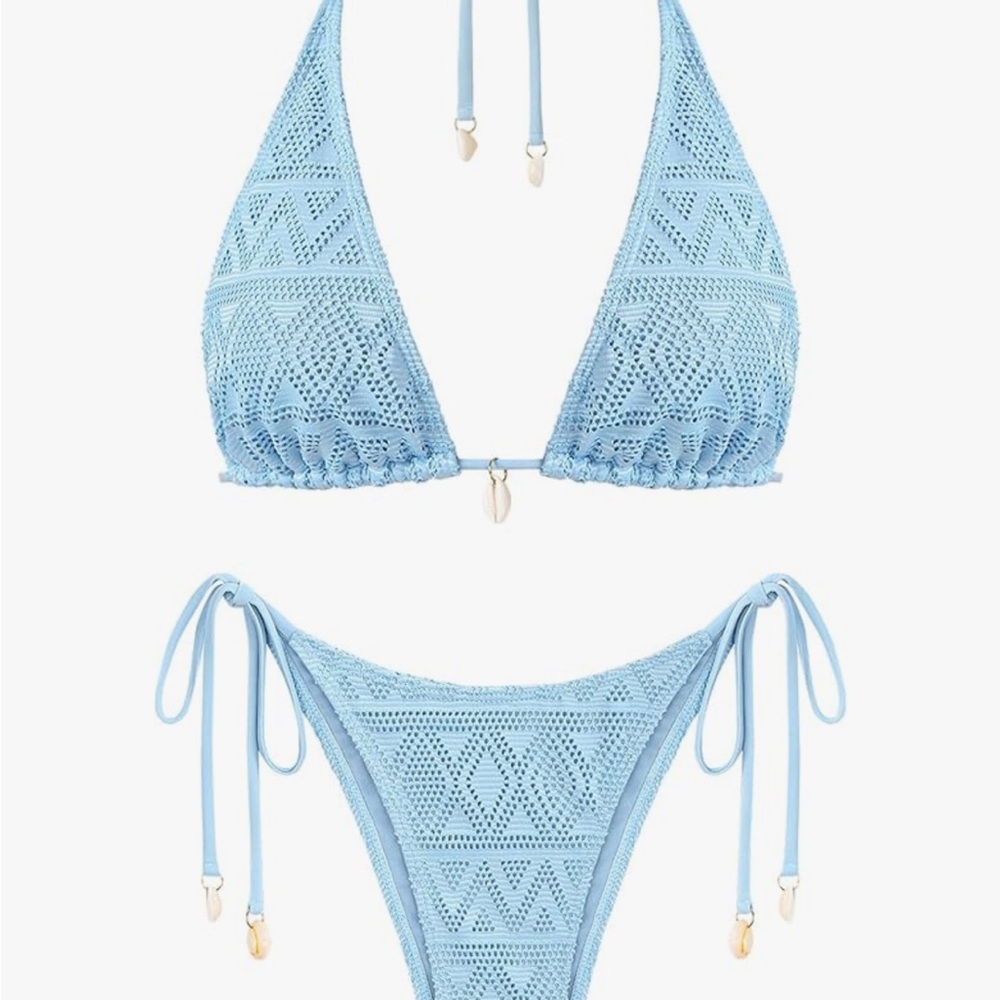 NWT Zaful Blue Geometric Bikini Set Size 6